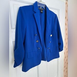 NYCC Azul/Cobalt Blue Blazer Gold Buttons Quarter Length Sleeves Size Small